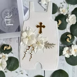 Kartka CHRZEST spodenki biało złote Kartka CHRZEST spodenki biało złote