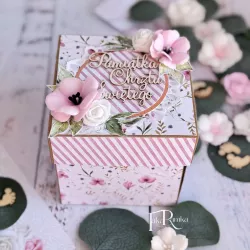 Exploding Box CHRZEST dziewczynka różowe małe kwiatuszki Exploding Box CHRZEST dziewczynka różowe małe kwiatuszki