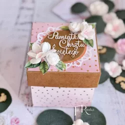 Exploding Box CHRZEST dziewczynka kropki golden rose Exploding Box CHRZEST dziewczynka kropki golden rose