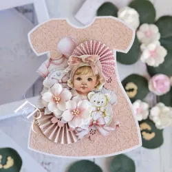 Kartka sukieneczka URODZINY/CHRZEST dziewczynka z misiem Kartka sukieneczka URODZINY/CHRZEST dziewczynka z misiem